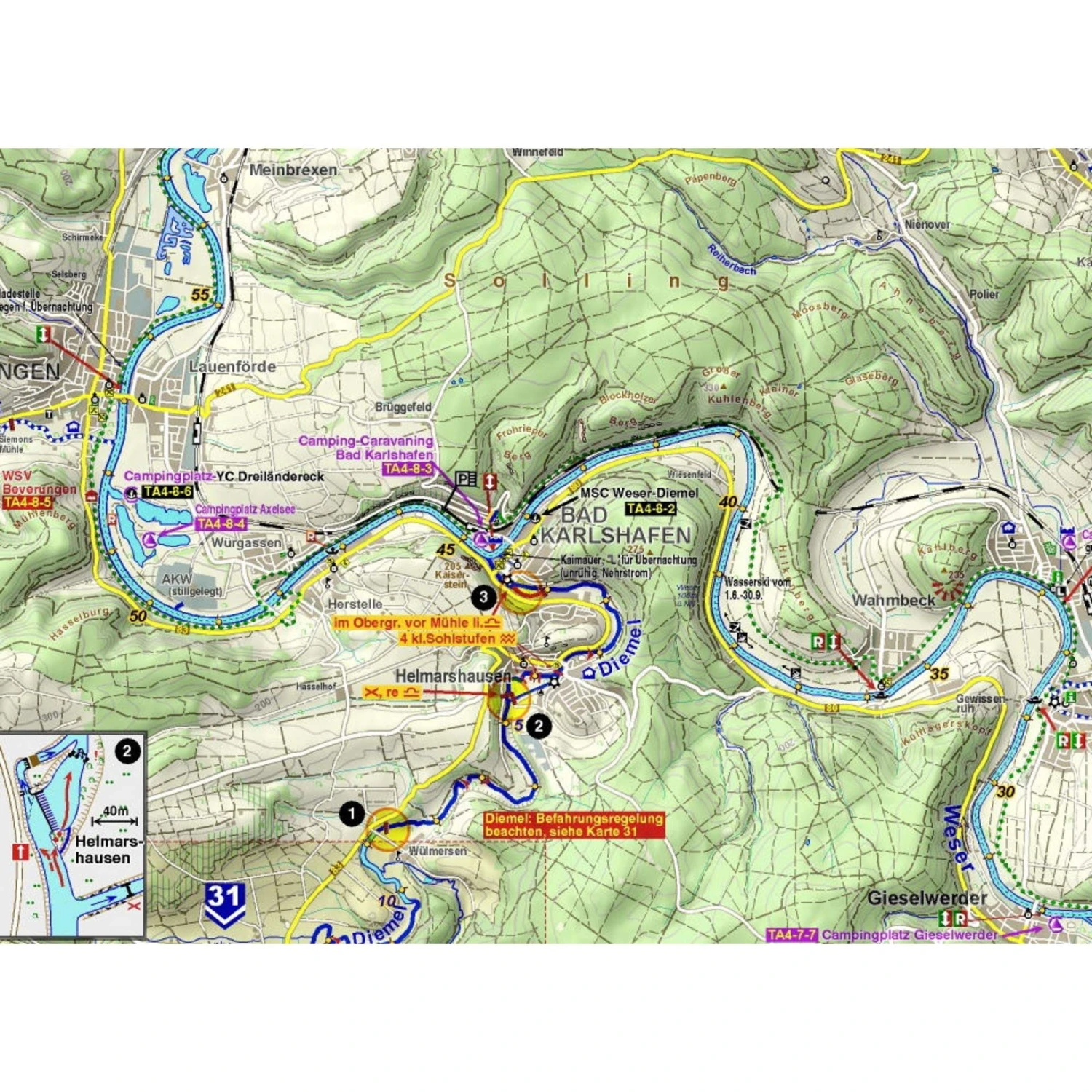 TOURENATLAS TA4 WASSERWANDERN 04 OBERWESER-LEINE - Wasserkarte 5 TOURENATLAS TA4 WASSERWANDERN 04 OBERWESER-LEINE - Wasserkarte – Bild 3