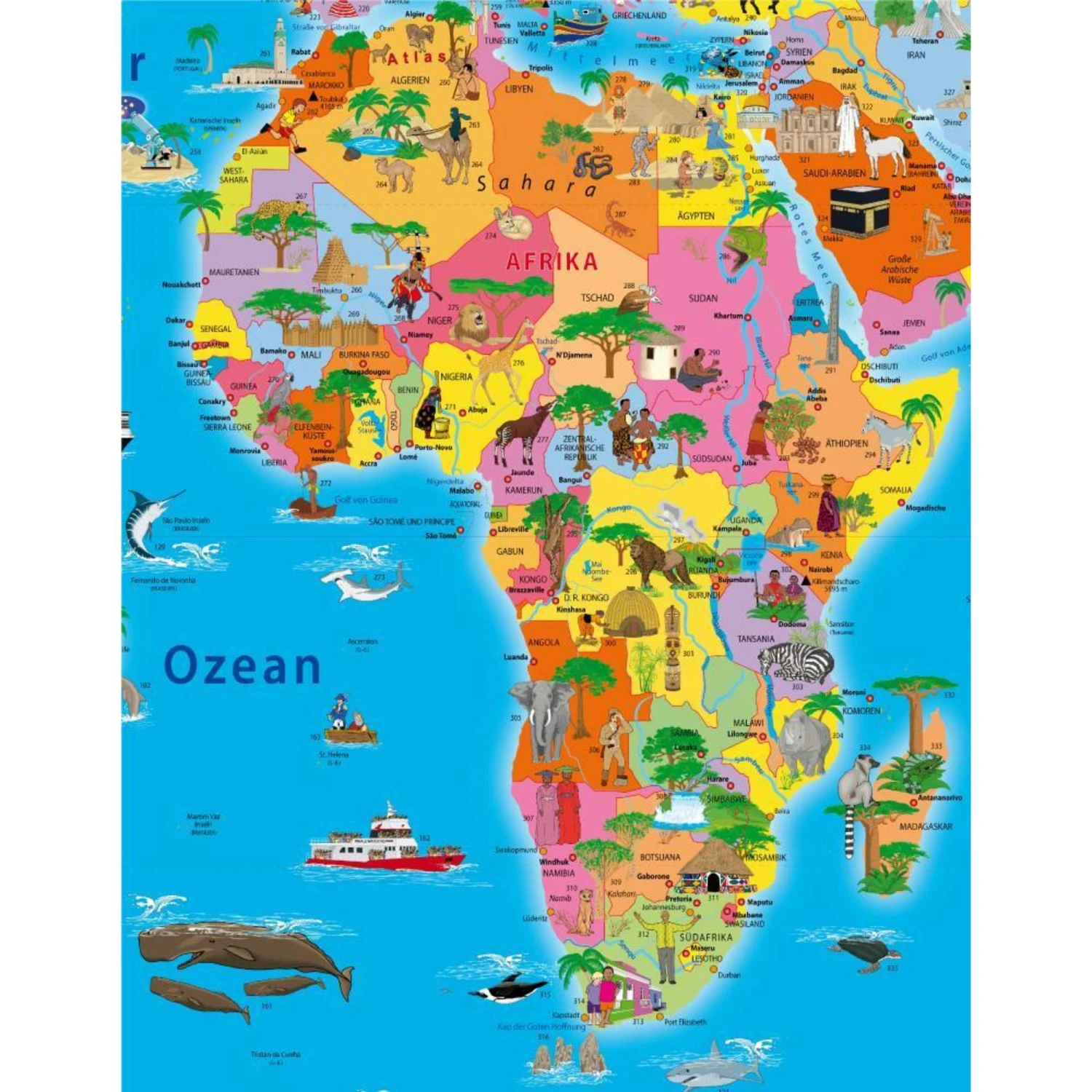 Illustrierte Politische Weltkarte - Karte 4 Illustrierte Politische Weltkarte - Karte – Bild 2