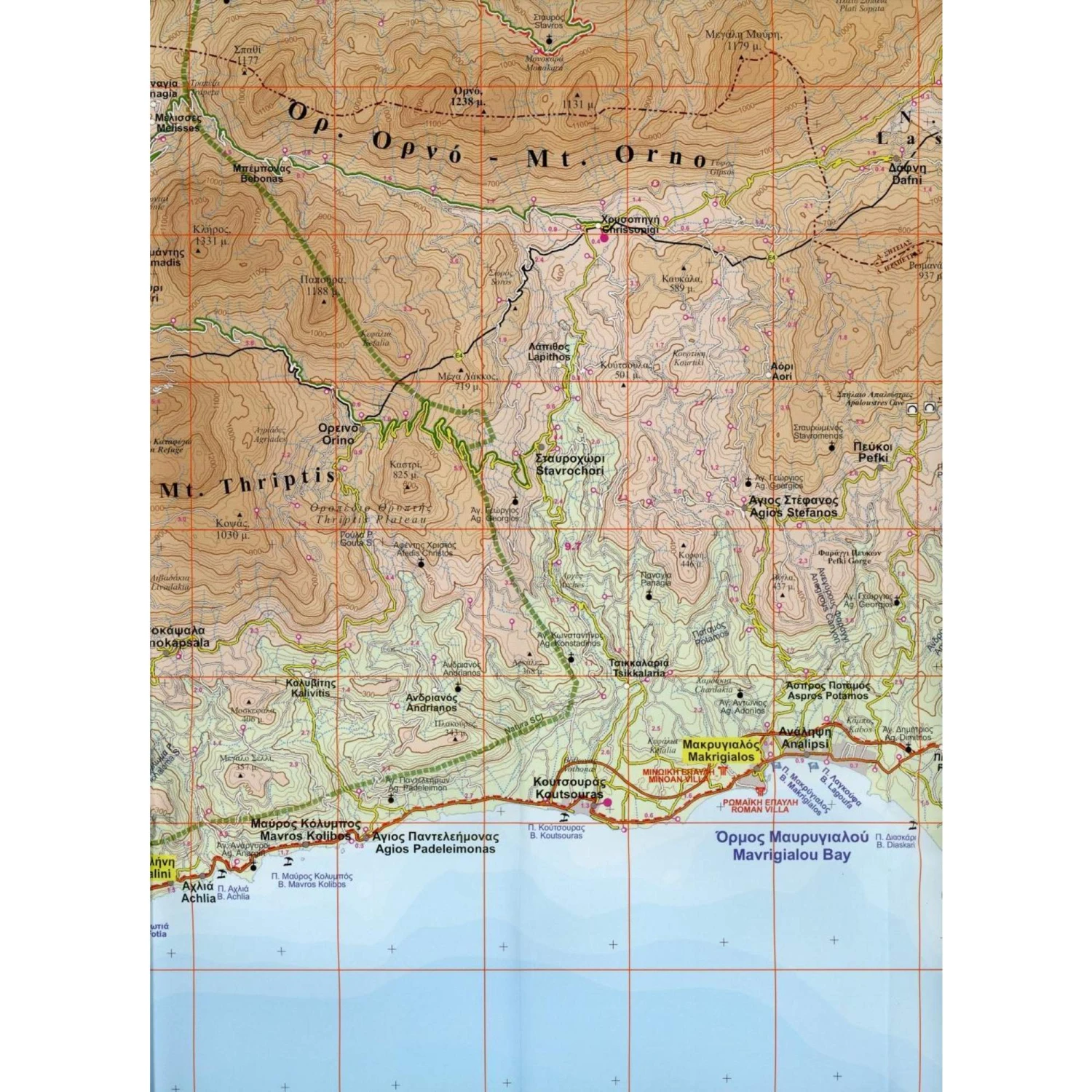 Mt. Thriptis - Mt. Orno - Sitia - Zakros - Vai 1 : 50 000 - Wanderkarte 5 Mt. Thriptis - Mt. Orno - Sitia - Zakros - Vai 1 : 50 000 - Wanderkarte – Bild 3
