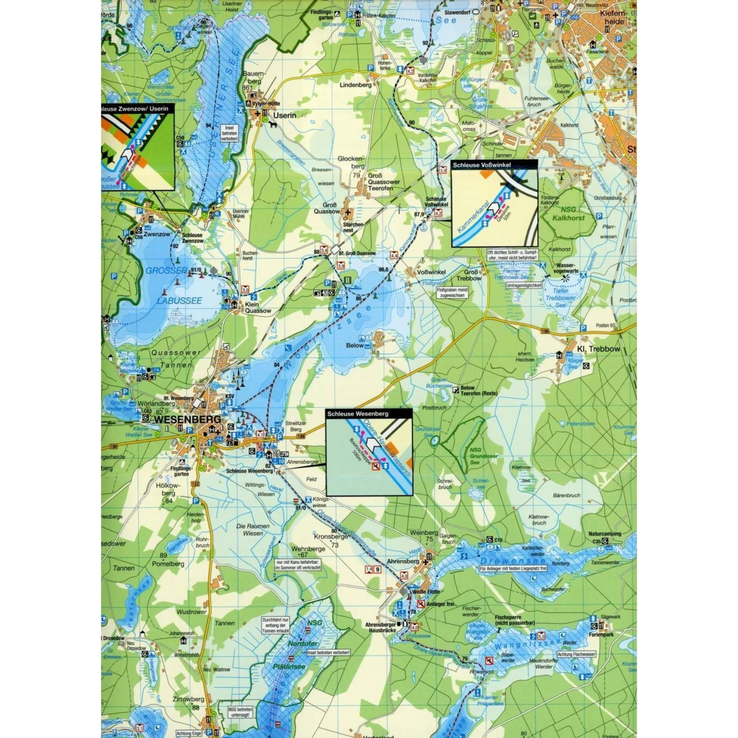 Gewässerkarte Mecklenburgische Kleinseenplatte 1 : 50 000 - Wasserkarte 4 Gewässerkarte Mecklenburgische Kleinseenplatte 1 : 50 000 - Wasserkarte – Bild 2