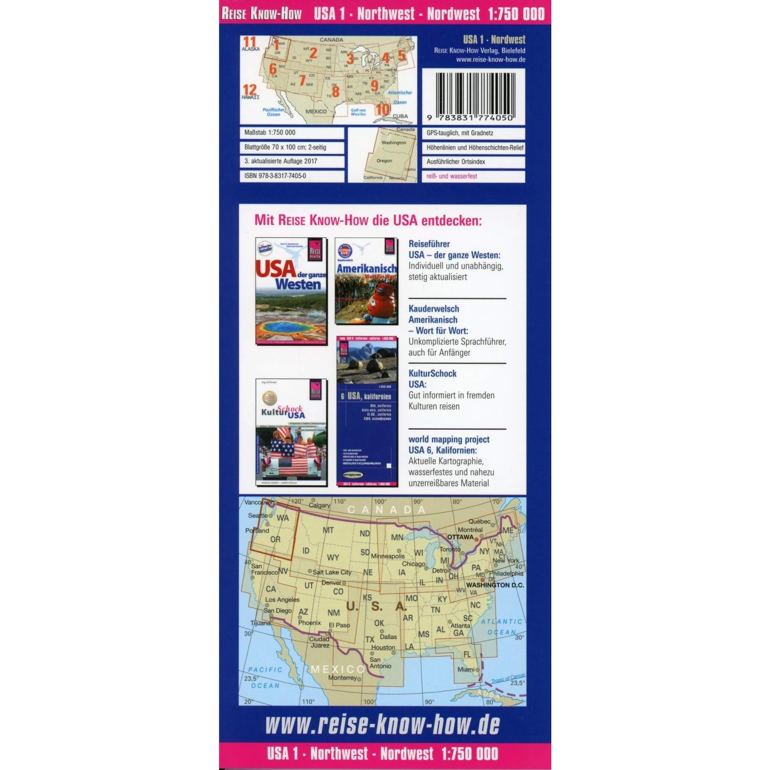 Reise Know-How Landkarte USA 01, Nordwest (1:750.000) : Washington Und Oregon - Straßenkarte – Bild 2