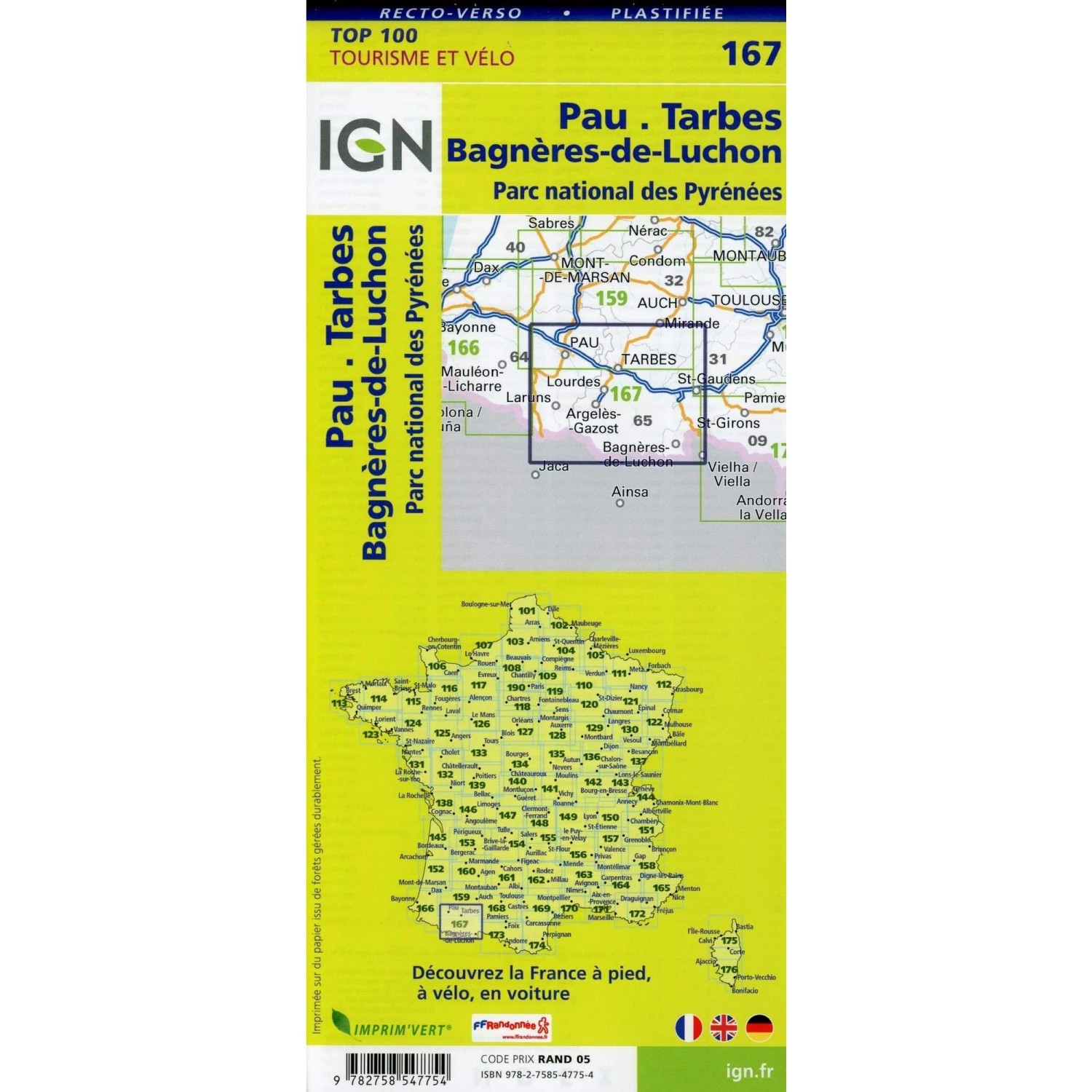 Pau.Tarbes.Bagnères-de-Luchon 1:100 000 - Karte 4 Pau.Tarbes.Bagnères-de-Luchon 1:100 000 - Karte – Bild 2