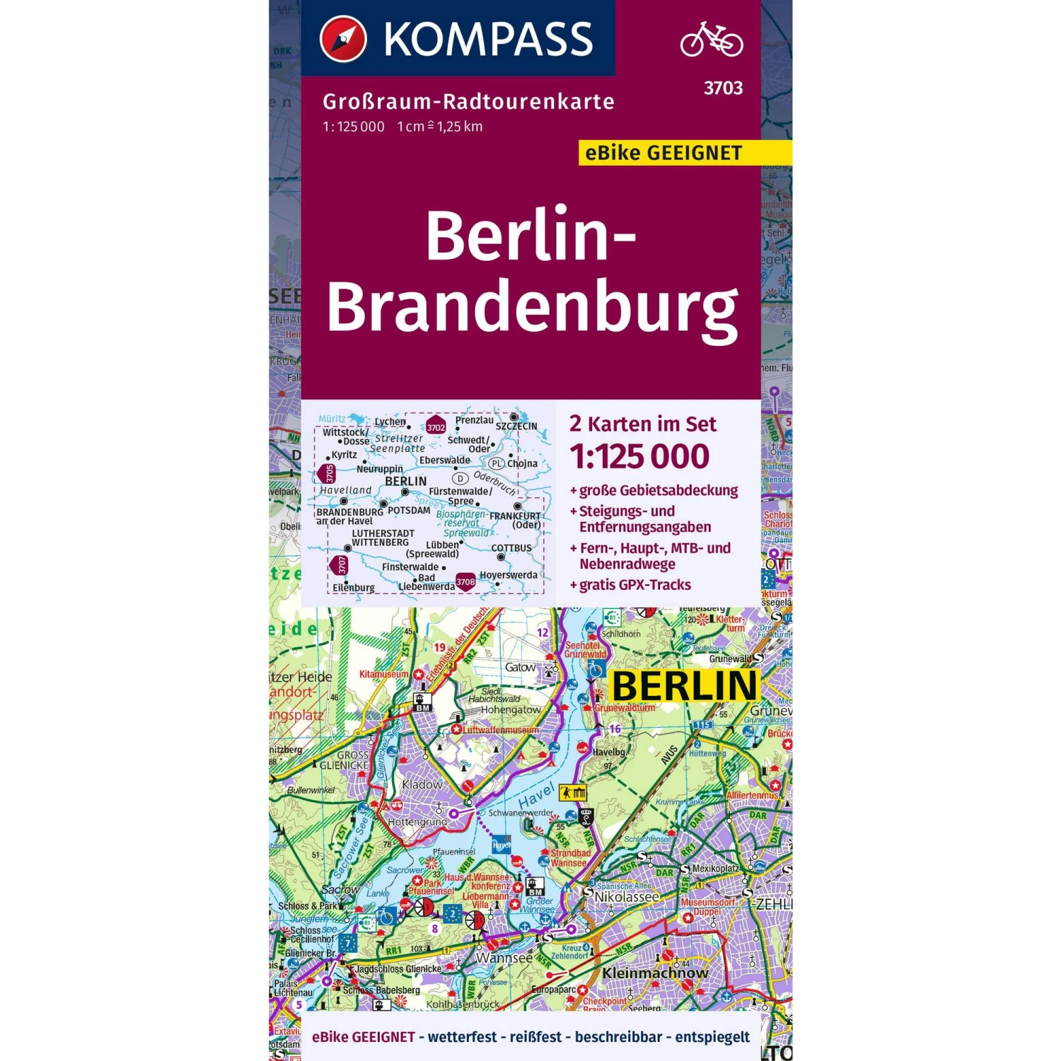 KOMPASS GRK 3703 BERLIN-BRANDENBURG - Fahrradkarte 3 KOMPASS GRK 3703 BERLIN-BRANDENBURG - Fahrradkarte