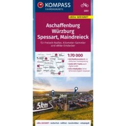 KOMPASS FAHRRADKARTE 3351 ASCHAFFENBURG, WÜRZBURG, SPESSART