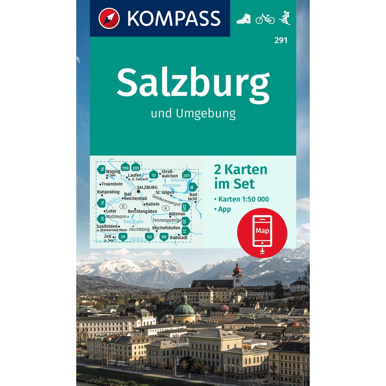 KOMPASS WANDERKARTEN-SET 291 SALZBURG UND UMGEBUNG 3 KOMPASS WANDERKARTEN-SET 291 SALZBURG UND UMGEBUNG